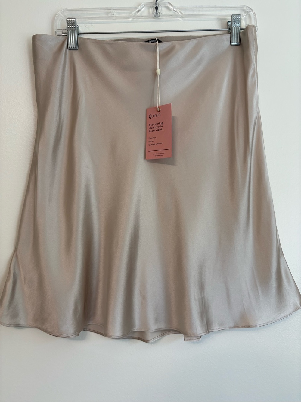 Quince 100% Washable Silk Champagne Mini Skirt A-Line Sz XL NWT - Picture 4 of 10